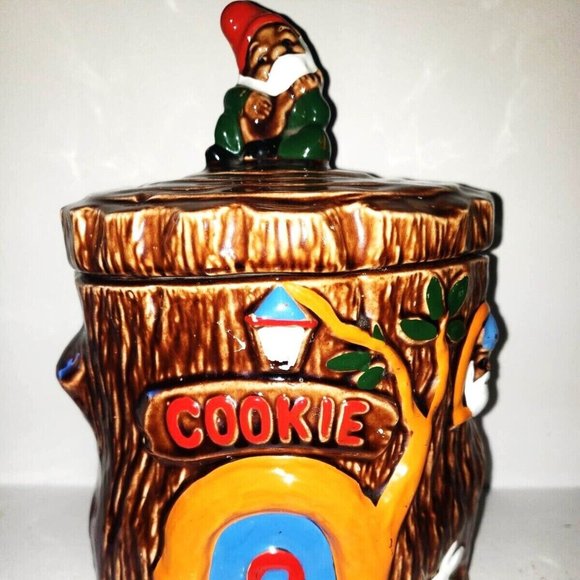 Rare Circa 1960's Vintage Gnome on a Tree Cookie Jar Collectibles - Picture 1 of 7
